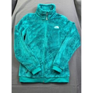 The North Face OSITO Blue Turquoise Teal Fleece‎ Full Zip Mock Turtleneck S/P